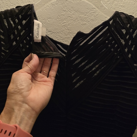 Like new- Calvin Klein fitted black sheer overlay dress. - Picture 4 of 4